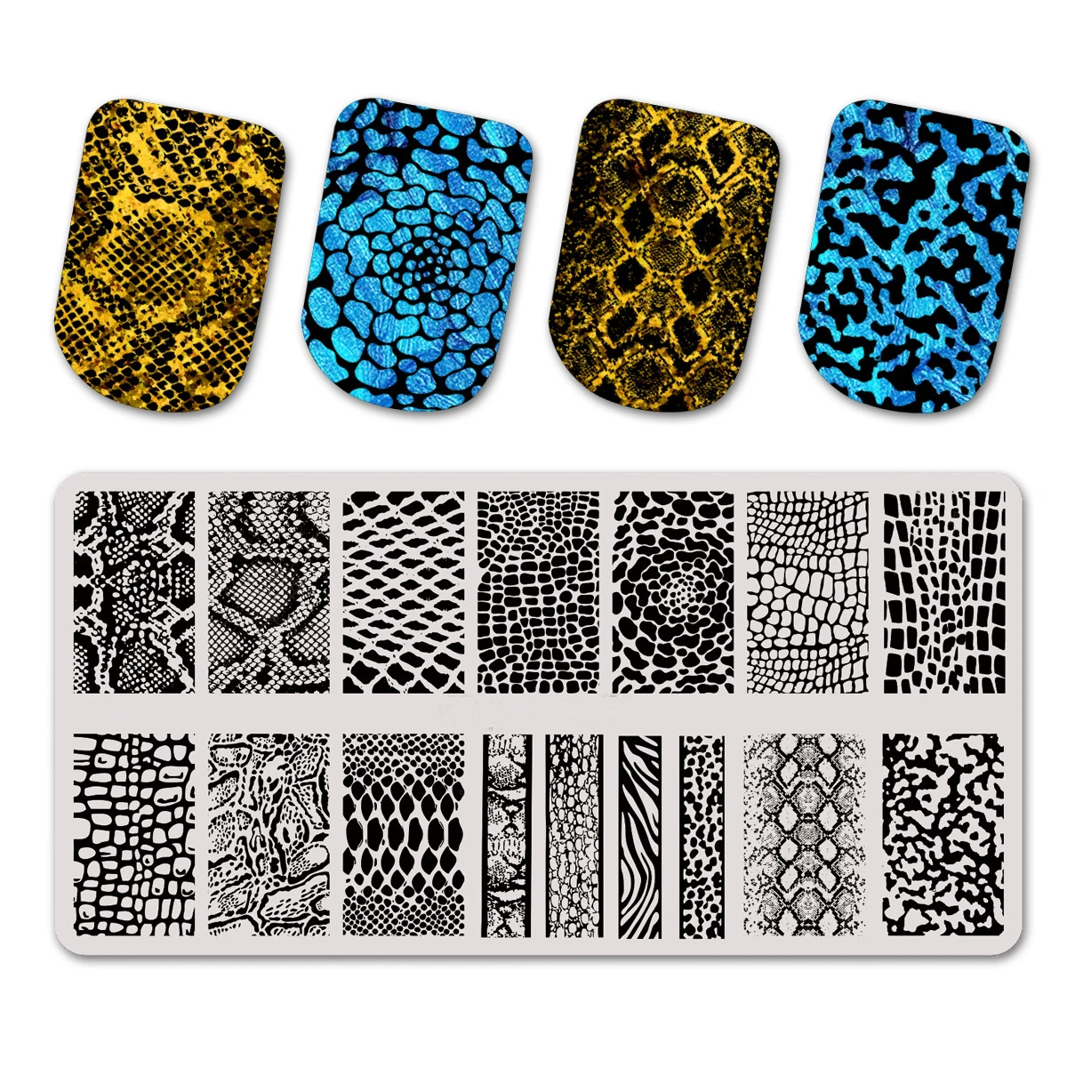 

1PC Luxury Nail Art Stamping Plate DIY snake serpentine Pattern grid stripes Manicure Image Template Charm Nails Stencil Tools