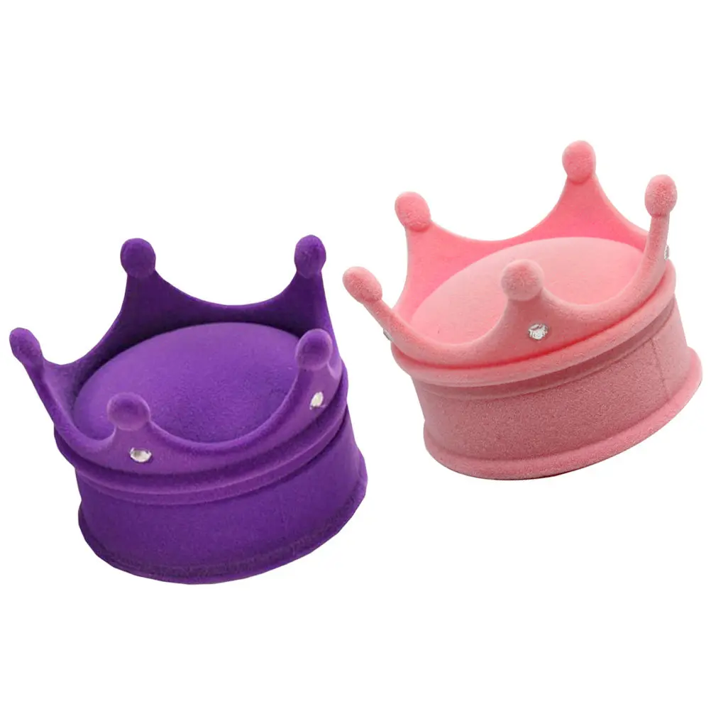 

2Pcs Elegant Crown Shaped Jewelry Box for Rings Earrings Studs Compact Lightweight Portable Gift Holder for Valentine's Day