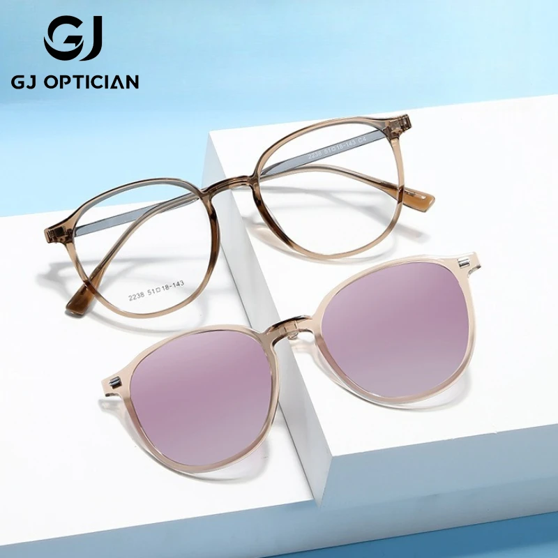 

GJ OPTICIAN New Magnetic Dual purpose Clip Polarized Sunglasses Women Anti Blue Light Reading Progressive Prescription Glasses