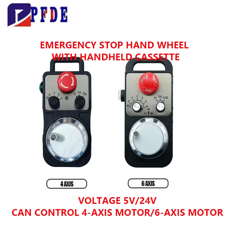Pulse Generator Support CNC System 5-24V 10KHZ 4 Axis 6 Axis Electronic Handwheel Pendant Pulse With E-Stop For CNC Router