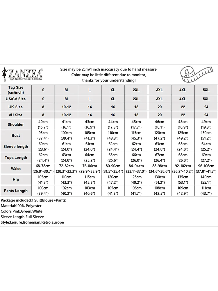 ZANZEA 2024 خريف فضفاض رياضية طويلة الأكمام بلوزات Sweatpants كتلة اللون عادية 2 قطعة وتتسابق الشارع الشهير النساء بانت مجموعات