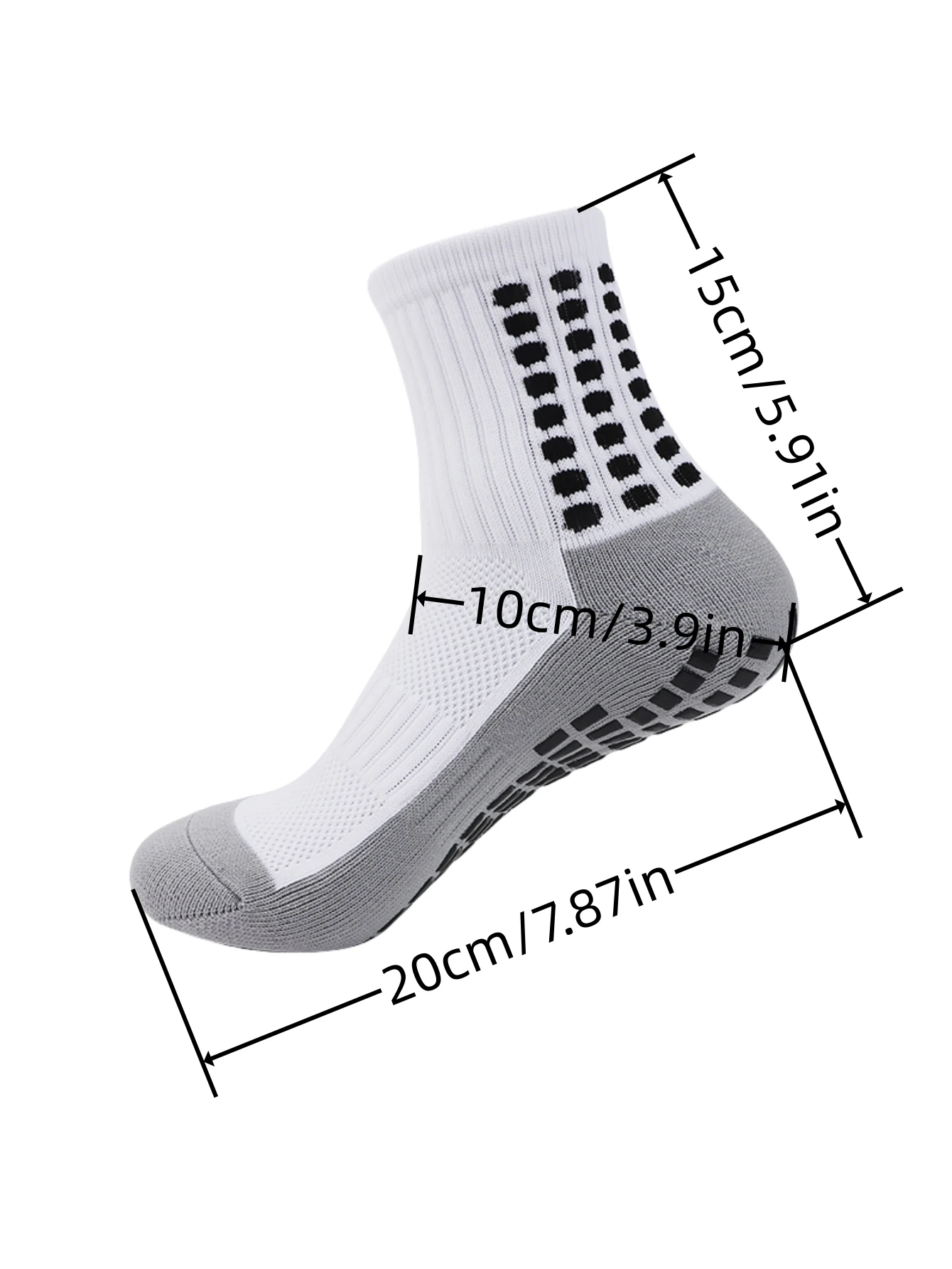 6 pairs of anti-skid classic gray football socks with adhesive points, breathable sports football socks