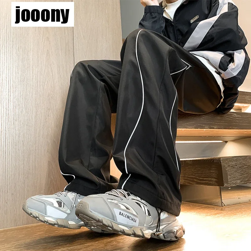 سراويل هاراجوكو لربيع وصيف 2024 سراويل رياضية كلاسيكية يومية جديدة ذات إحساس متقدم ملابس خروج هيبي واسعة الساق للركض تصميم حس #5