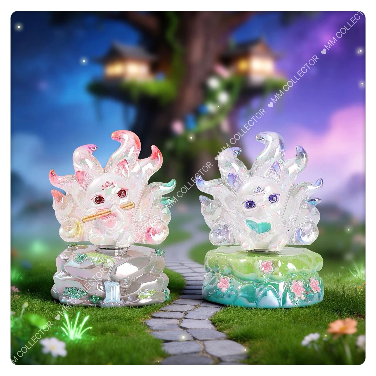 Rotatable Dream Traveling Mountains and Seas Spirit Fox Chinese Style Blind Box Colorful Resin Figure Transfer Good Luck For You view 3