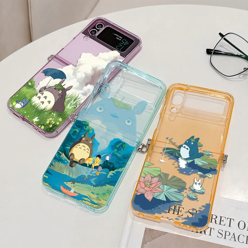 Funda de teléfono para Motorola Moto Razr 40 50 60 Ultra 5G, funda de TPU suave plegable semitransparente, lindo Anime t-totoroesA