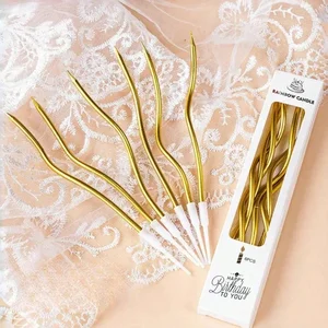 6pcs/세트 구부러진 케이크 양초 생일 베이비 샤워 성별 공개 컵 케이크 장식 촛불 웨딩 파티 장식 8 최고의 판매 마녀 캔들 - №6