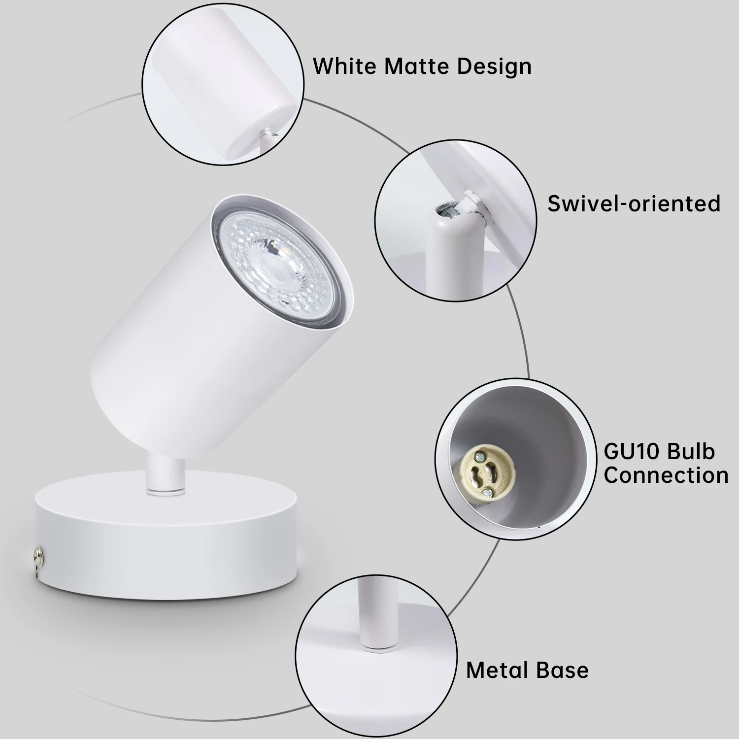 Kimjo GU10 Spotlight 2/3/4 Way Ceiling Spotlight Fitting - White Modern GU10 LED Ceiling Light/Wall Light Rotatable - No Bulbs