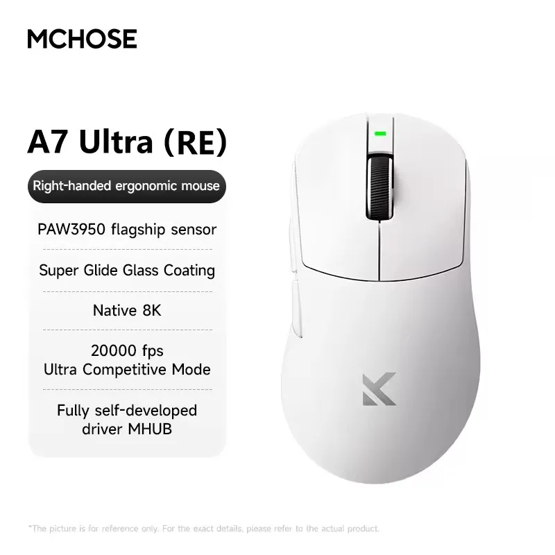 

MCHOSE A7 Ultra (RE) Tri-mode Gaming Mouse Wireless Dual 8K Right Hand Ergonomics Ultra Lightweight 500mAh PAW3950 E-sports Mice
