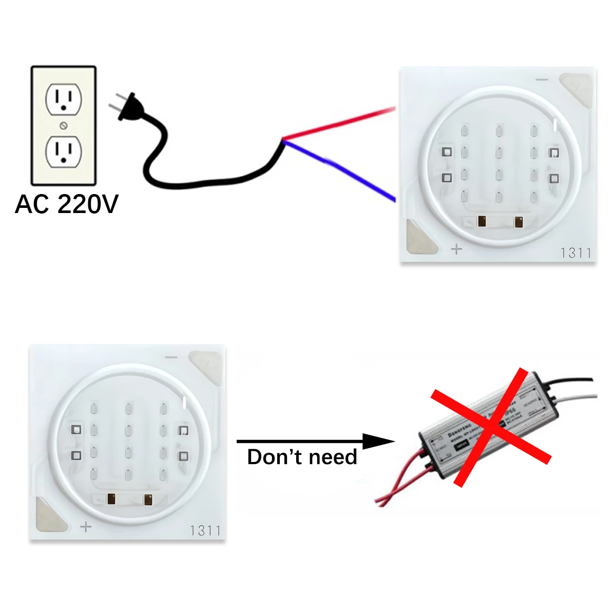 5 قطعة COB 220 فولت 5 واط LED رقاقة أحمر أخضر أزرق ضوء 1311 لمبة المسار ضوء الخرز النازل