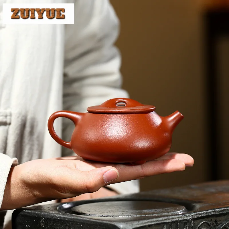 240ml Yixing Purple Clay Teapots Handmade Stone Scoop Pot Raw Ore Dahongpao Mud Kettle With Infuser Zisha Tea Set For Tea Craft