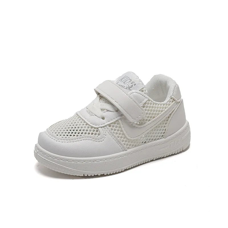 Sapato infantil de malha casual respirável, sapatilhas para meninos e meninas, sapatos brancos para bebês, novo, verão, solteiro