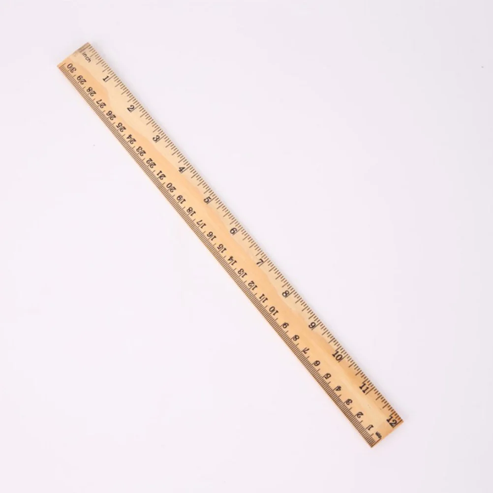 12pcs Wooden 30cm Double Scale Straight Ruler for Students Classroom Office Use Small Easy to Carry Household Wood Ruler