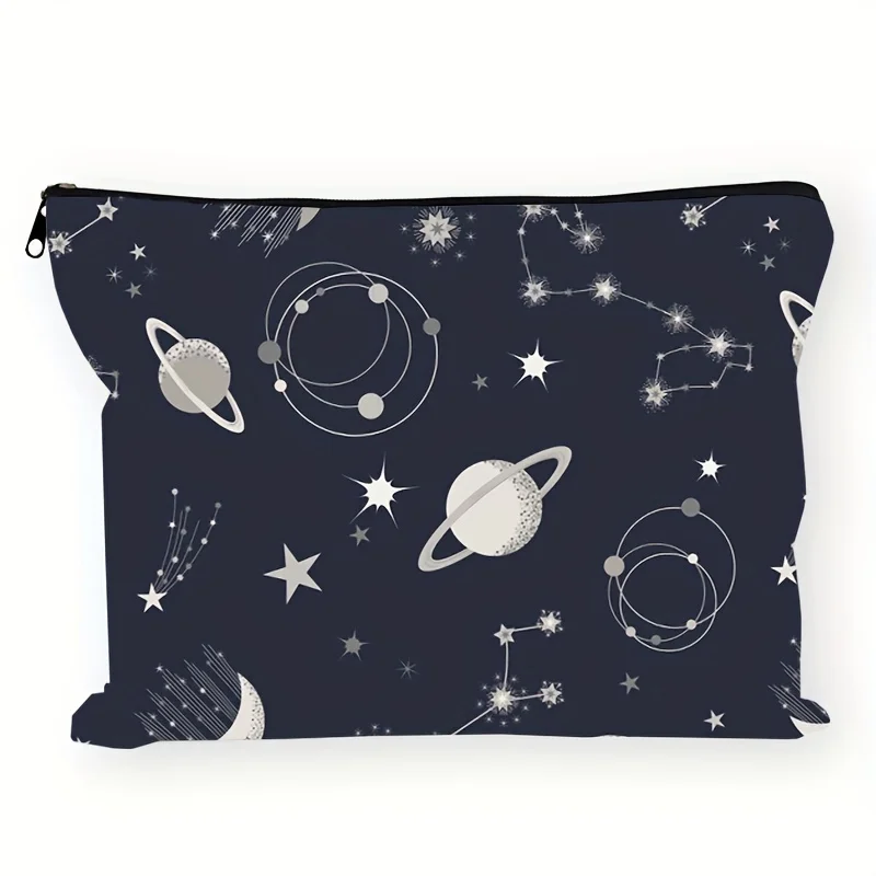 

ANavy Blue And White Starry Sky Pattern Designed Makeup Bag- Multifunctional Zipper Pouch, Jewelry Storage Bag, Perfect Travel Z