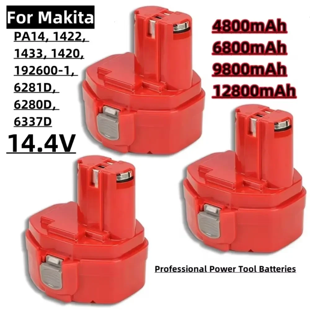 

Для Ni-MH аккумулятора Makita 14,4 В для электроинструментов 12800 мАч, перезаряжаемая PA14 1422 1433 1420 192600-1 6281D 6280D 6337D 12,8 Ач,