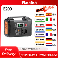 Flashfish E200 Portable Power Station, 200W 151Wh LiFePO4 Battery, AC/ DC/ USB Outputs, Modified Sine Wave, Unique Design