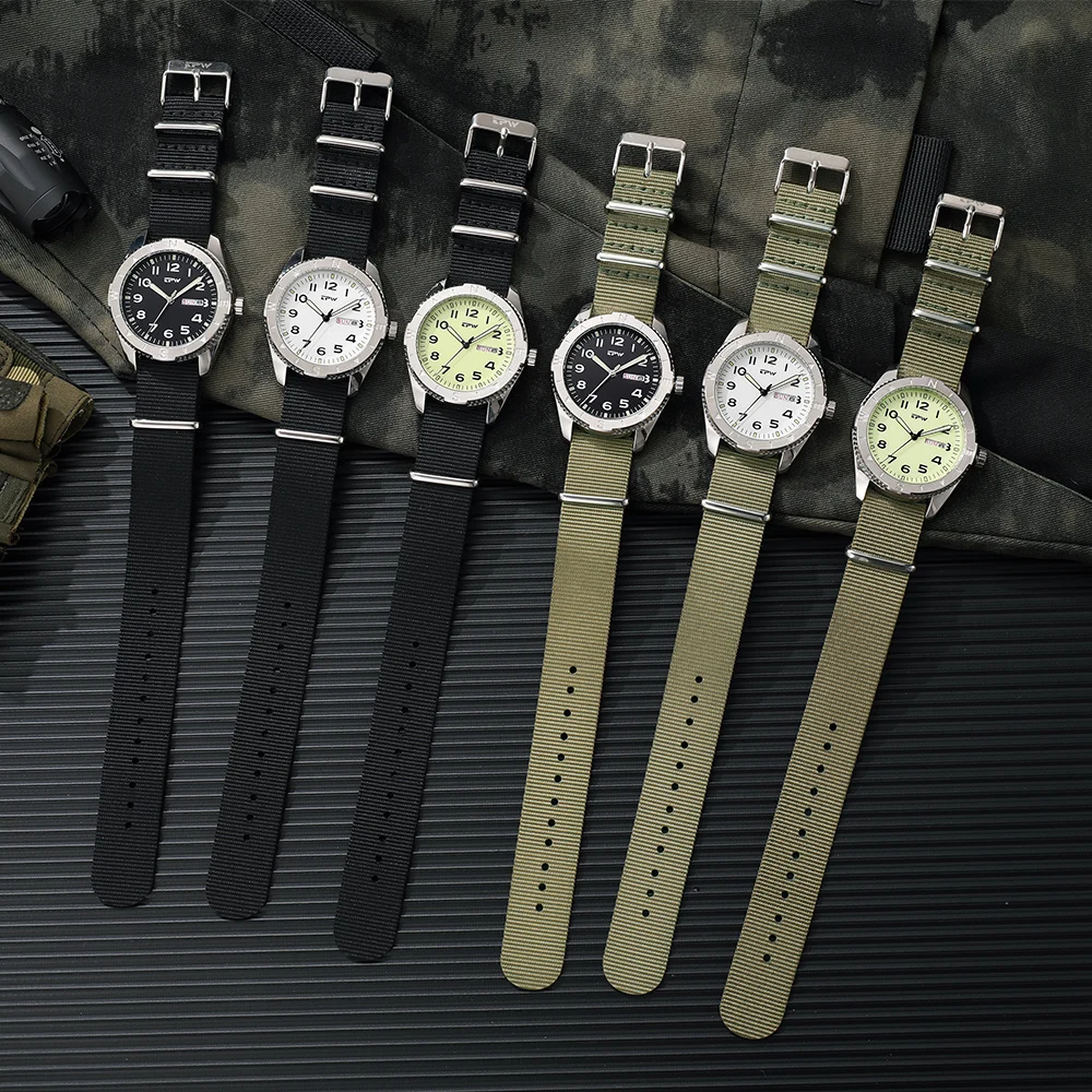 Men's 40mm Field Watch, Easy Reading Fabric Strap