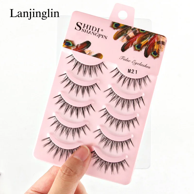 5 Paar 3D Natürliche Falsche Wimpern, Flauschige Weiche Cross-Manga-Wimpern, Natürliche Wimpernverlängerung für Make-up