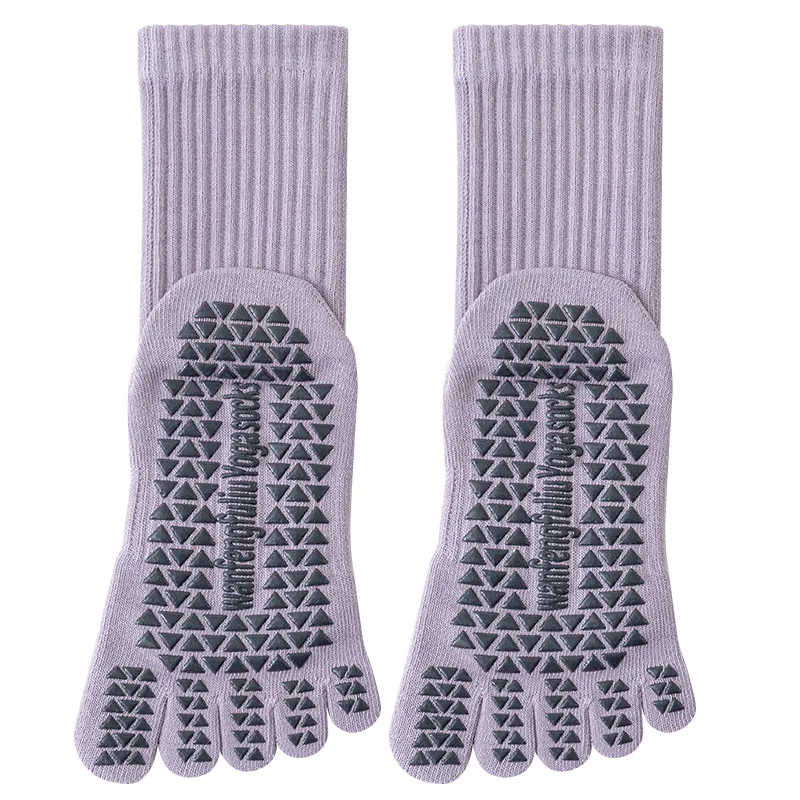 New Arrival: Yoga Five-Toe Socks—Solid-Color, Non-Slip Pilates Mid-Calf Socks for Professional Indoor Fitness and Sports