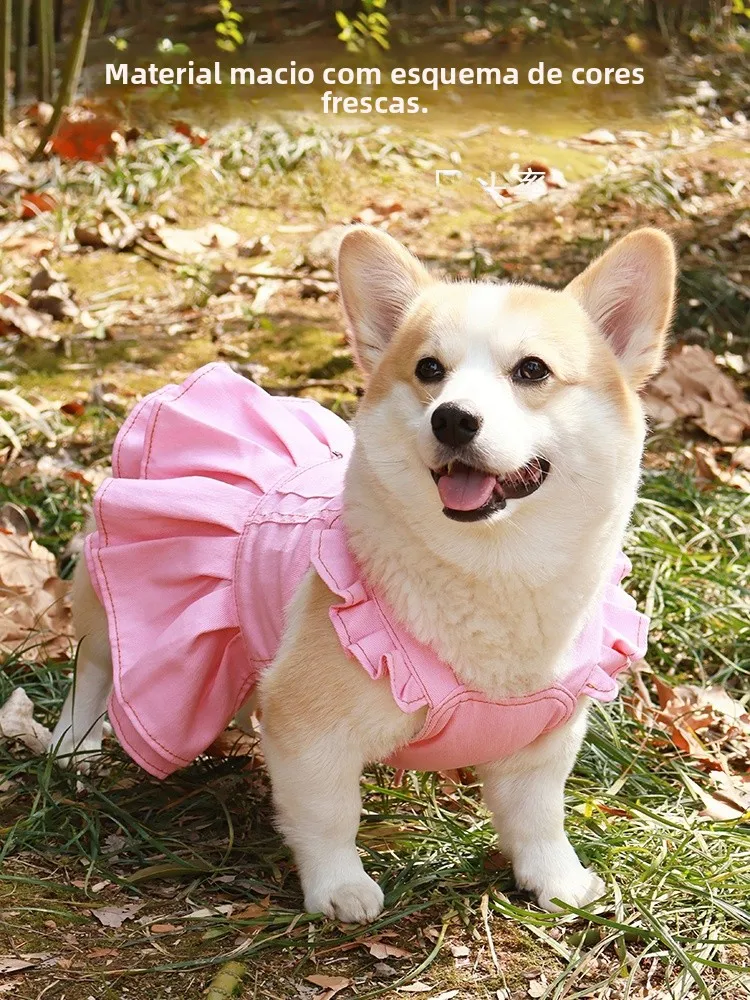 Vestido Fino Estilo Princesa para Cães de Verão, Proteção Solar e Repelente de Insetos para iba Inu, Corgi, Bichon e Cães S...