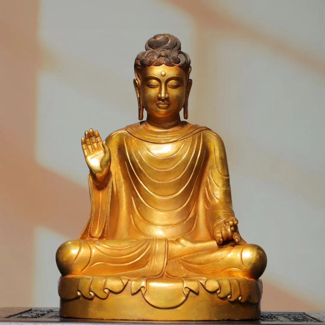 Old Bronze Gilded Cinnabar High Relief Northern Wei Buddha Shakyamuni Vairocana Buddha Sitting Buddha Worship Hall Town house