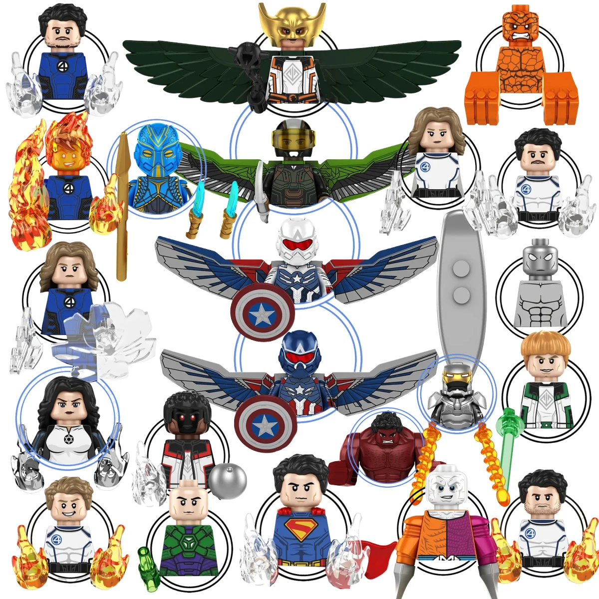 

Blind box Mini Marvel Building Blocks Figures Fantastic Four Mr. Fantastic Invisible Woman Human Torch The Thing Armor Gift Toy
