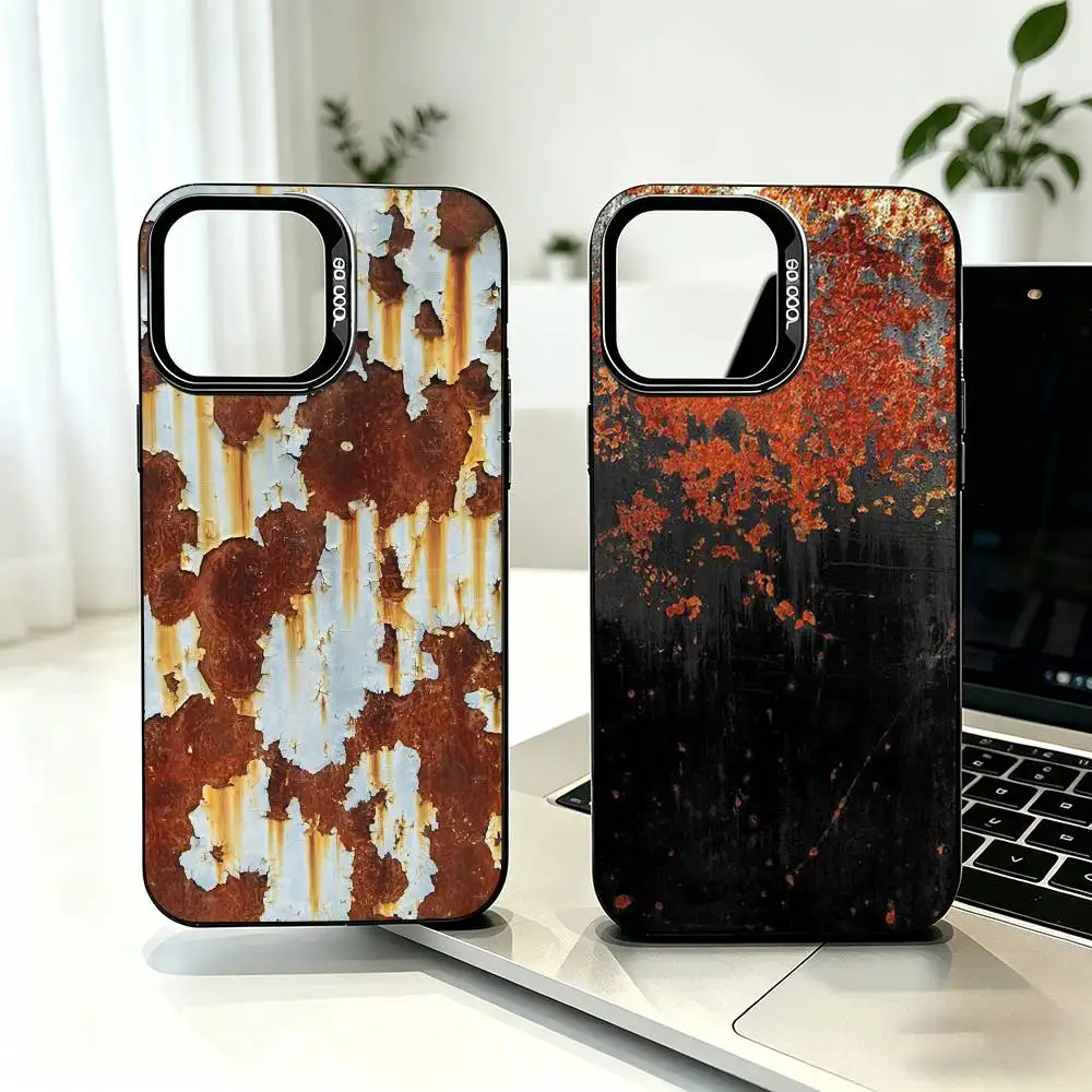 

Retro Rust Designs Phone Case For iPhone 17,16,15,14,13,12,11 Plus,Pro Max,XS,Colorful Silver Phone case Funda Cover