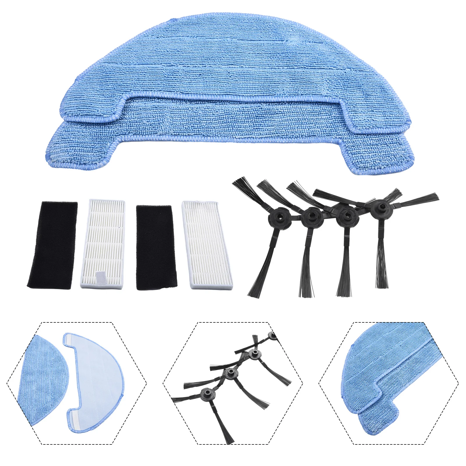 

Поддержите производительность вашей модели робота Mister для гибриды, 4 шт., боковые щетки, 2 фильтра, 2 шт., тряпки для швабры