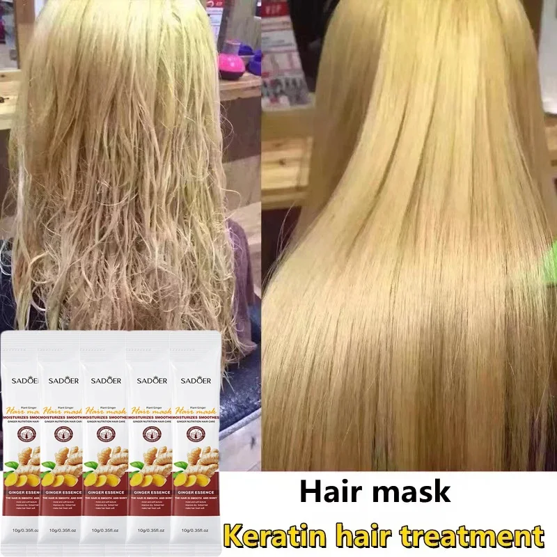 

10 pcs Ginger Hair Mask Split Ends Deeply Nourishes Hair Treatment Damaged Hair Straightening Smoothing Improves Dryness