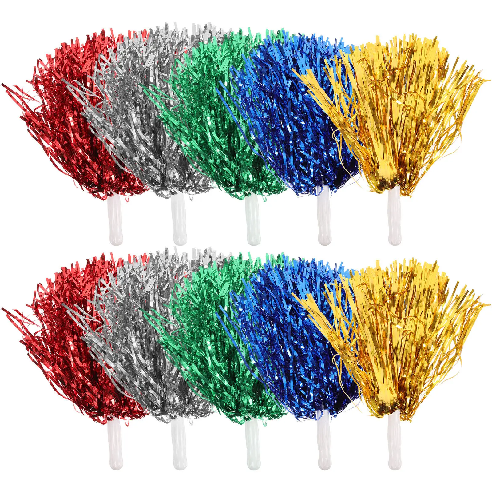 

10Pcs Cheerleading Pom Poms Bright Colorful Lightweight Reusable Props for Sports Events College Competitions