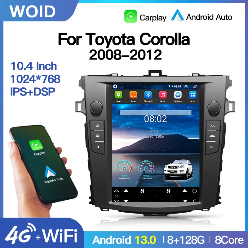 

Android13 Carplay For Toyota Corolla 2007-2012 Auto For Tesla Screen Car Radio GPS Navigation Multimedia Player Stereo 2Din Wifi