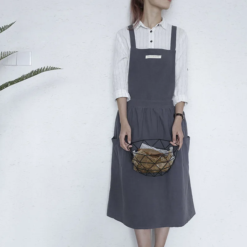 Nordic quality home kitchen cafe apron Korean style canvas vest apron