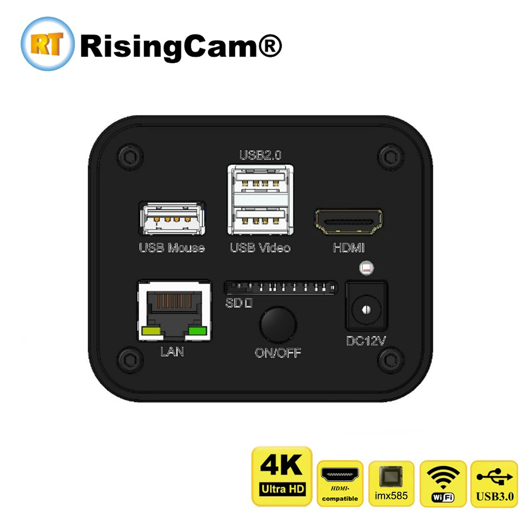 

RisingCam Top 4K Ultra HD 30fps HDMI-compatible USB WiFi GE port imx585 1/1.2" Sensor 4K digital microscope camera 4K