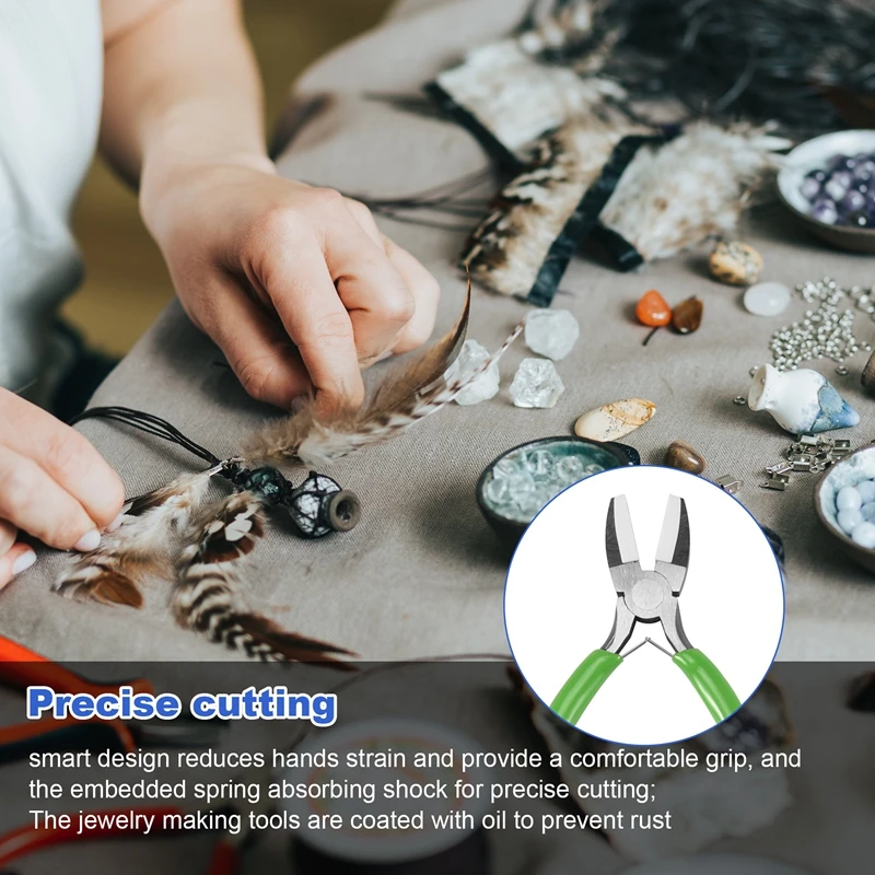 AB47-8 Pieces Jewelry Making Pliers Tool Kit, Needle Nose Pliers, Round Nose Pliers, Nylon Jaw Pliers For Jewelry DIY