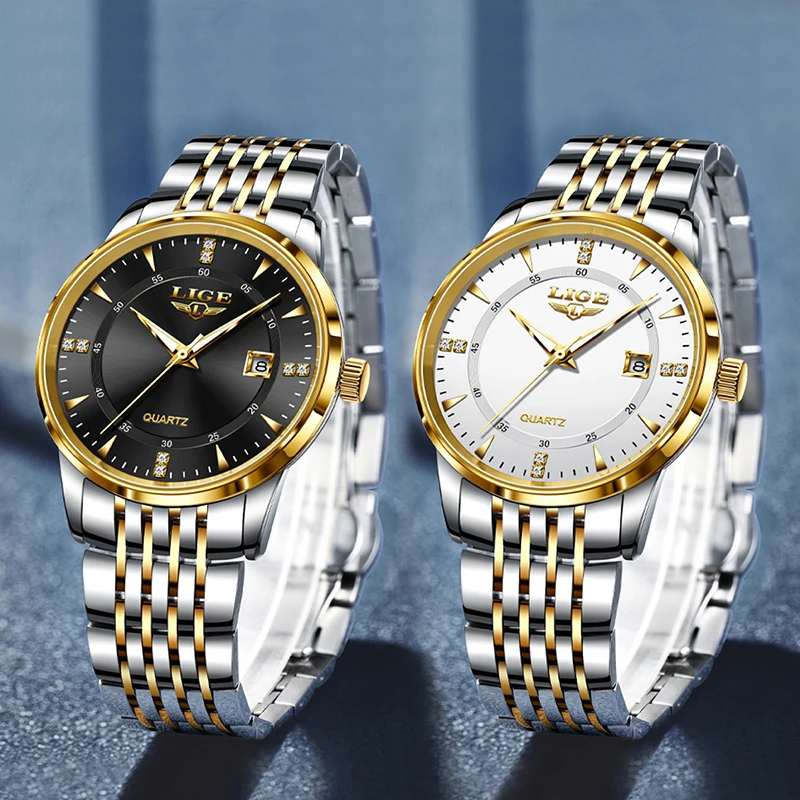 LIGE العلامة التجارية الفاخرة الساعات رجالي مقاوم للماء مضيئة الفولاذ المقاوم للصدأ الرياضة كوارتز ساعة الأعمال ساعة relogios masculino + صندوق