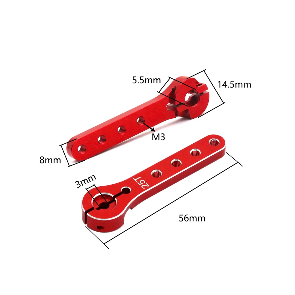 Servo bocina de extensión de brazo de Metal, 56mm, 25T, para 1/10 RC Crawler Car Boat Futaba HSP Wltoys Axial SCX10 Traxxas Parts,2