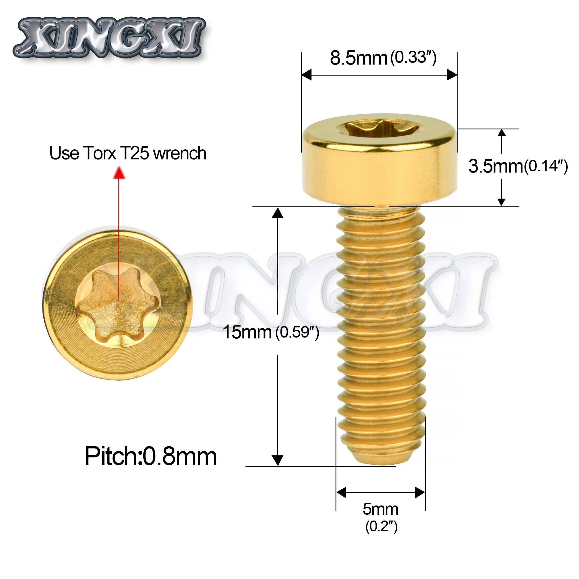 Xingxi Titanium Bolt M5x 15mm Torx Head Lag Screw for Fixing Bicycle Handlebar Derailleur Lever