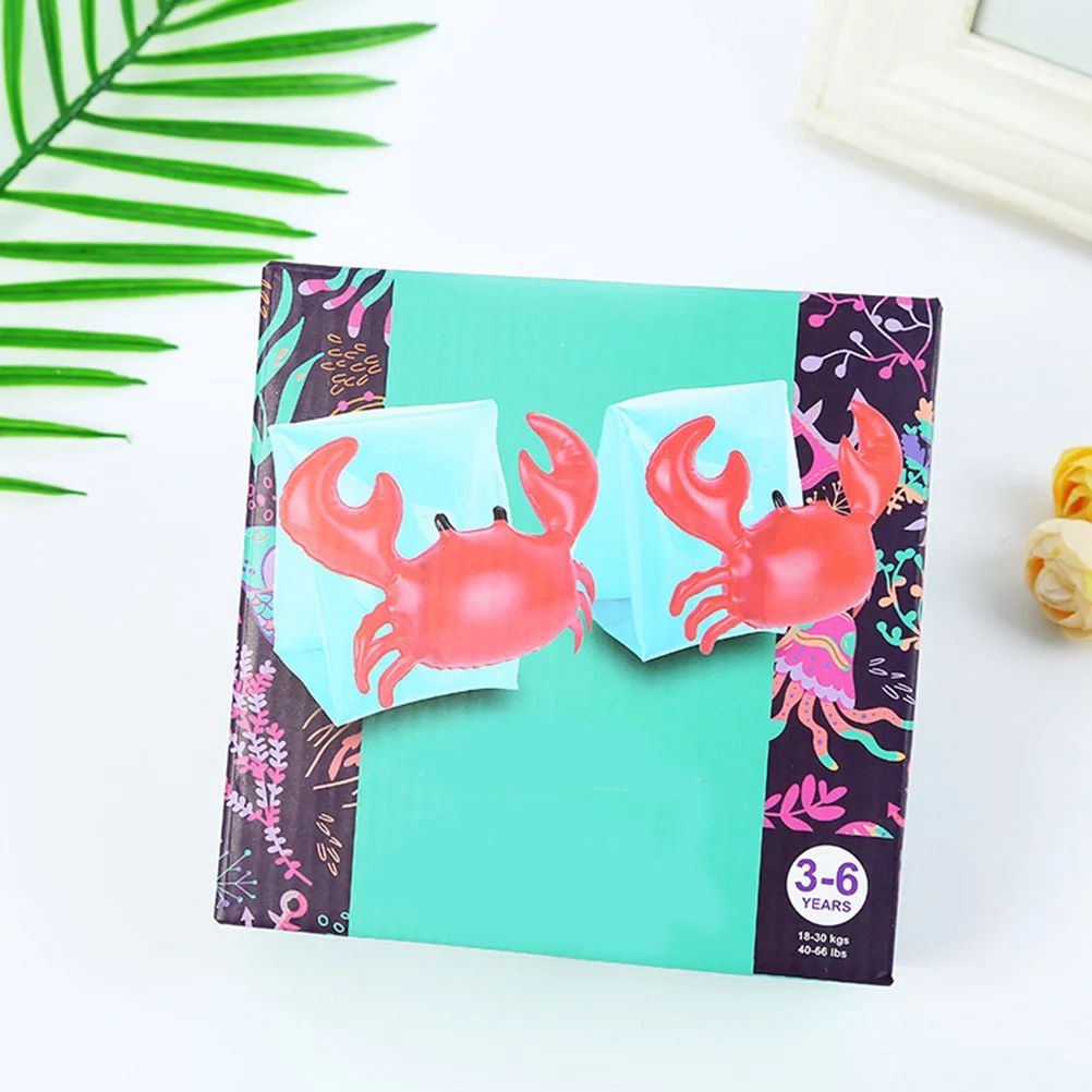 ベビー水泳用アームリング カニ型 インフレータブル ダブルエアバッグ 子供用フロートリング アームバンド 水泳安全 学習用フロート 子供用浮き輪