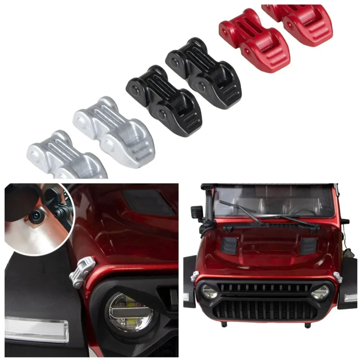 Para MK07 JK07 bisagra de capó de Metal pieza de emoción accesorios decorativos 1/7 RC piezas de mejora de coche