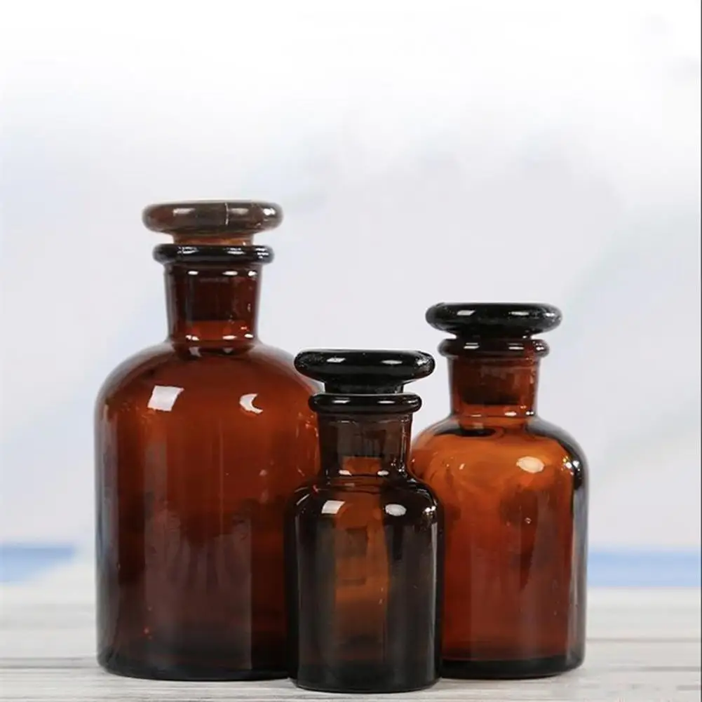 30/60/125/250/500ml Reagent Jar Leak-Resistant Clear Small Reagent Bottles with Caps Reagent Bottle Glass Laboratory Bottle
