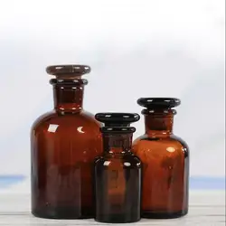 30/60/125/250/500ml Reagent Jar Leak-Resistant Clear Small Reagent Bottles with Caps Reagent Bottle Glass Laboratory Bottle
