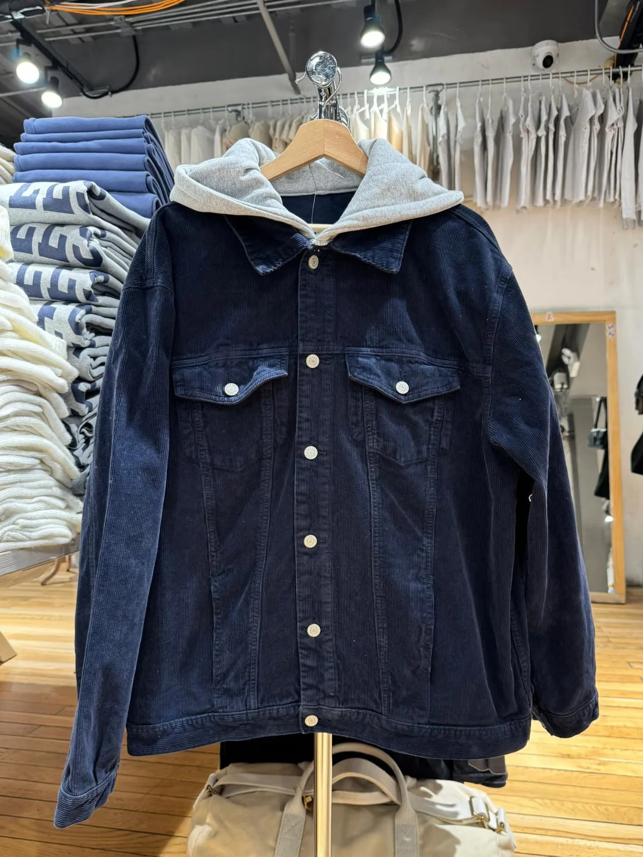 سروال قصير فضفاض سترات سميكة امرأة الشتاء واحدة الصدر طويلة الأكمام مقنعين المرقعة معطف خمر الشارع الشهير ملابس خارجية Y2k