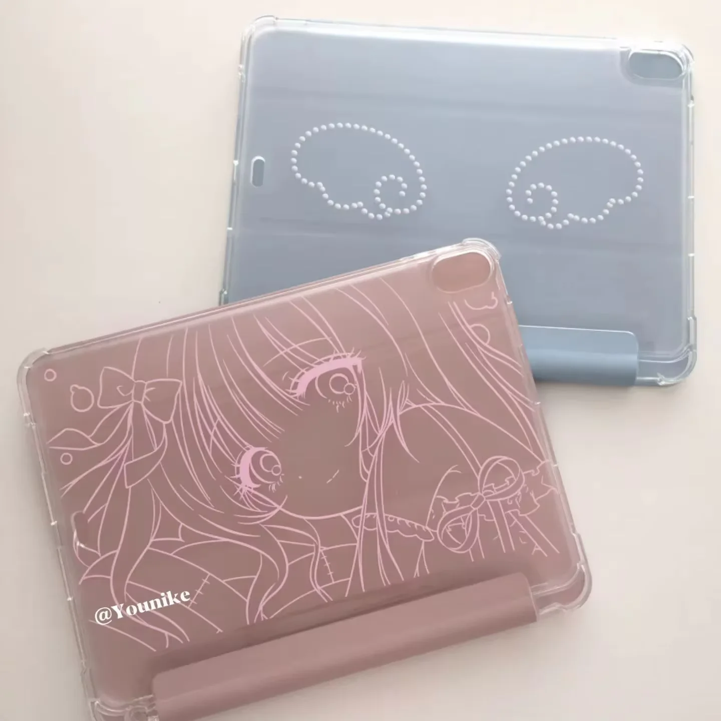 Japanese Anime Pink Line Girl Cover For iPad 10th 11th Gen 2025 7/8/9 10.2'' Air 4 5 6 7 11 For Air 2 9.7 Pro 11 Mini 6 7 Case