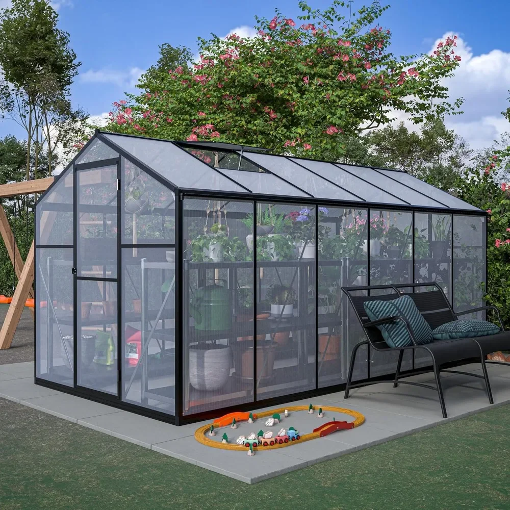 6x12 FTGreenhouse для улицы, с запирающейся дверью и регулируемым вентиляционным отверстием на крыше, теплица на открытом воздухе