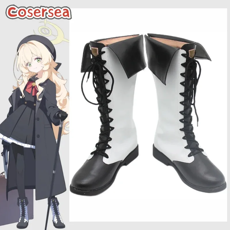 

Cosersea Niyaniya Cosplay Shoes Game Blue Archive Smiling Professor Niyaniya Role Play White PU Leather Flat Heel Cosplay Boot