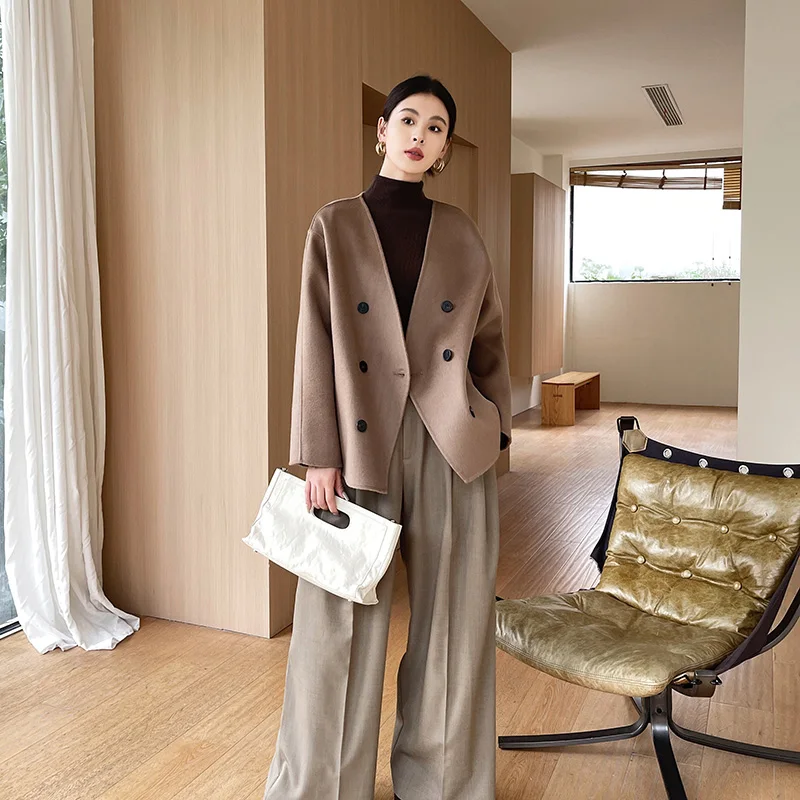 2025 Women\'s 100% Cashmere Thick Double sided Jacket Classic Multi functional Fashion Suitable for Business