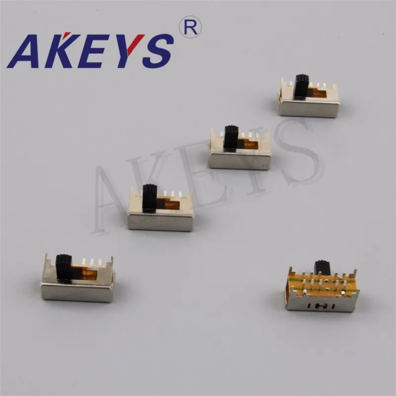 10PCS SK-24F01 2P4T-G5 Double pole four throw slide switch side insert 10 pin with 4 fixed pin durable hard to burn out