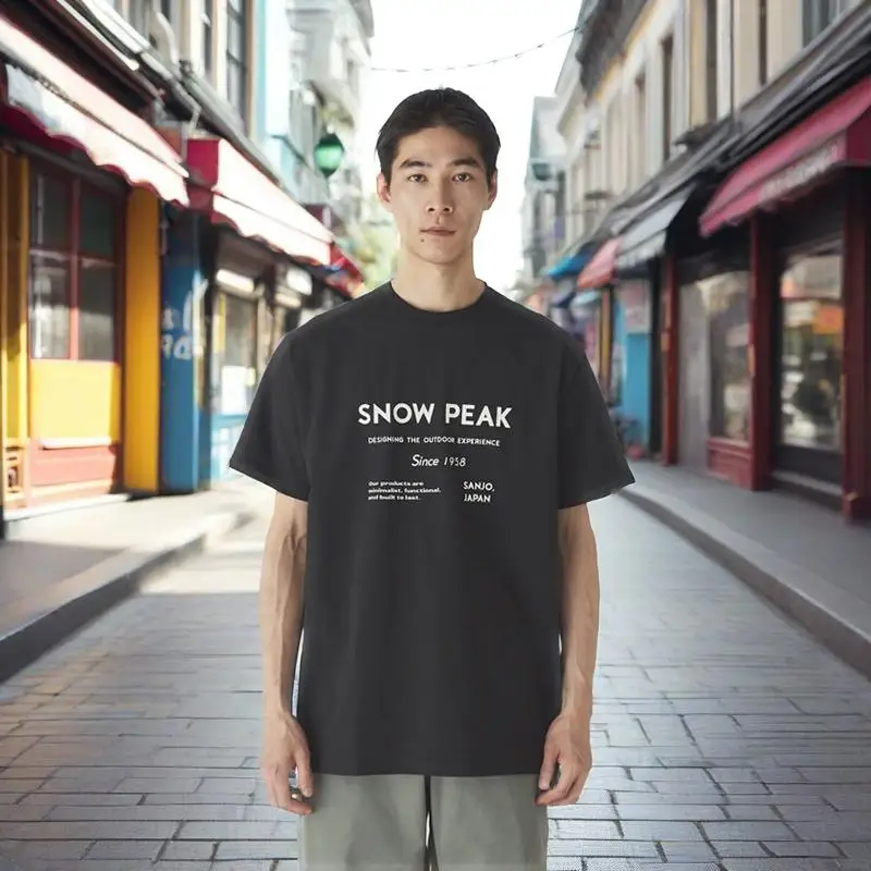 

2025 Snow P Outdoor T-shirt Men's Cotton Short-sleeved Casual and Comfortable Japanese Korean Trend Brand Men's Top