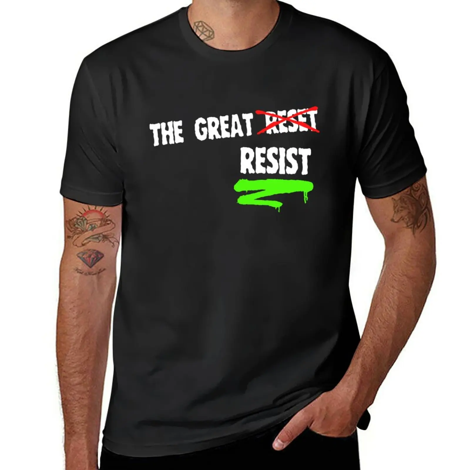 New The great reset resist T-Shirt oversized t shirt black t shirts Blouse aesthetic clothes mens graphic t-shirts pack