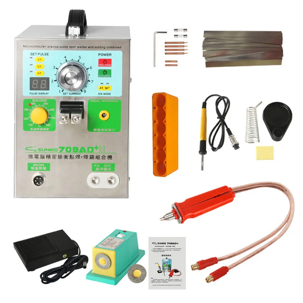 SUNKKO 709AD+ Update NEW Big Power Version From 709AD 4 IN 1 Spot Welder Fixed Pulse Welding A nd Constant Temperature Soldering