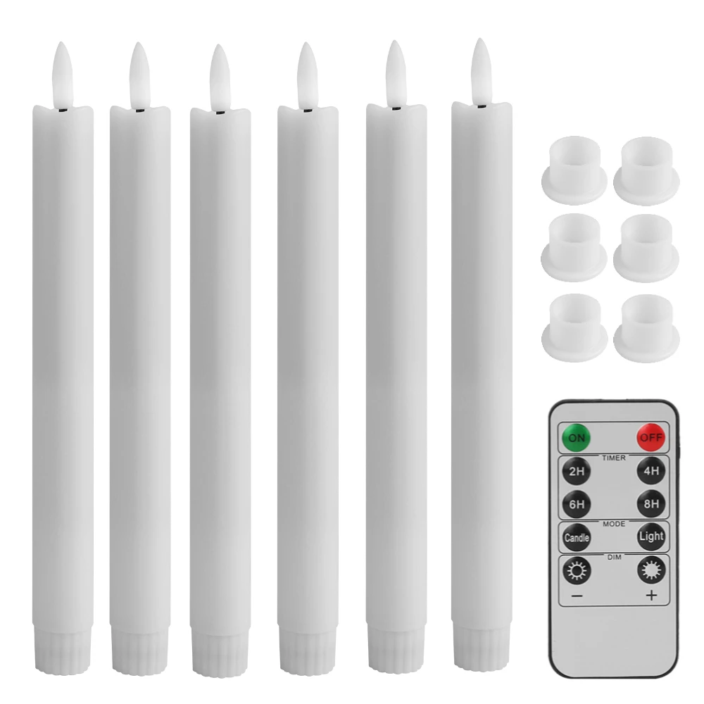 LED Vlamloze Taper Kaarsen Flikkeren met 10-Key Afstandsbediening 11 "Batterij-aangedreven Ivoor Kandelaars Kerst Thuis Bruiloft Decor